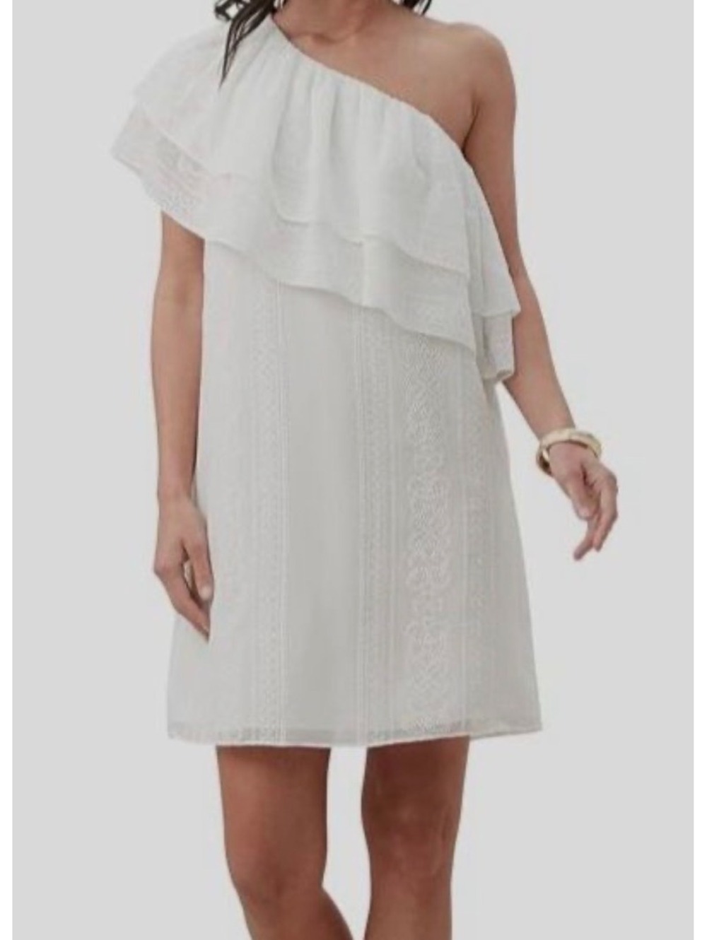 Trina Turk Phebe Embroidered One Shoulder Mini Shift Dress XS